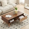 KTMBDW Coffee Table 41" Mid Century Modern Center Table with Drawer, Fluted Living Room Table with Storage, Open Shelf Coffee Table - 3 of 4