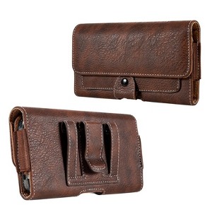 LUXMO Extra Large Horizontal Universal Leather Pouch - Black - 1 of 4