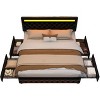 CAVINAS Full/Queen/King Size Modern Platform Bed Frame with LED on Headboard & 4 Storage Drawers,No Box Spring Needed - 2 of 4