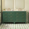 Vynxaria 60 Inch Sage Green Free Standing Bathroom Vanity with Ceramic Sink One Unit Solid Wood Cabinet Three Soft Close Drawers Retro Style - 2 of 4
