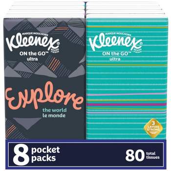 Kleenex On-the-Go 3-Ply Facial Tissue - 8pk/10ct