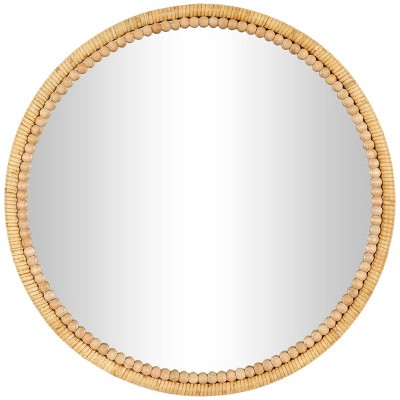 24"x24" Wood Wrapped Wall Mirror with Beaded Frame Brown - Olivia & May