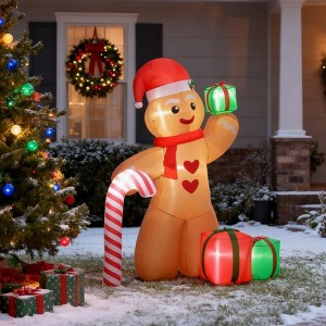 QingMoon 8 FT Christmas Inflatable Gingerbread Man, Huge Blow Up Decorations with Hat, Gifts and Candy Cane for Indoor, Outdoor, Yard and Party - 1 of 4