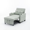 Futon Convertible Pull-Out Armchair Bed with 3-in-1 Function, USB Ports, Adjustable Backrest and Built-in Cup Holders - 3 of 4
