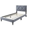 Okak Twin/Full Platform Bed Frame with Velvet Upholstered Bedroom Furniture 1pc with Adjustable Headboard for Youth Wood Slats No Box Spring Needed - 4 of 4