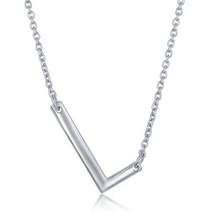 Bella Silver Sterling Silver Sideways Initial 18" Pendant Necklace - Available Colors: Silver, Gold - 1 of 2