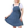 Agnes Orinda Women's Plus Size Denim Side Button Ruffled Hem Midi Jumpers Casual Adjustable Strap Overall Dresses with Pocket - 2 of 4