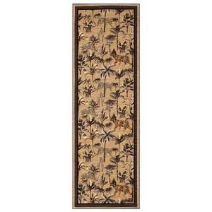 Tiger and Leopard Area Rug for Living Room Washable Non Slip Low Pile Rugs Botanical Jungle Animal Print Stain Resistant Floor Cover for Bedroom - 1 of 4