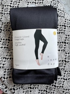 Women s High Waisted Shine Seamless Fleece Lined Leggings A New Day Black Target