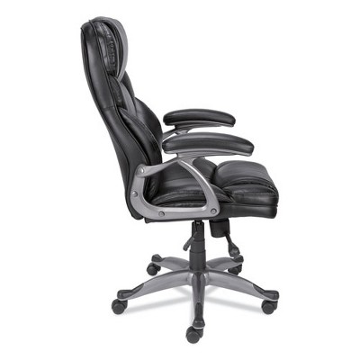 Luxurious High-Back Black Leather Task Chair with Chrome Base