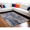 Blue And Ivory Abstract Hand Woven Distressed Area Rug - 2 of 4