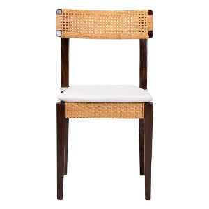 bali & pari Zaila Rattan and Wood Dining Chair Honey/White/Dark Brown - 1 of 4