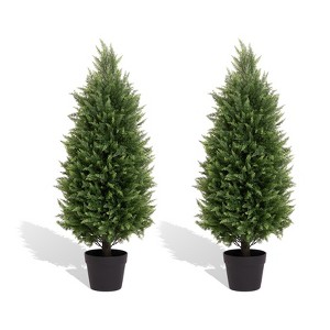 poetree 3/4 ft Artificial Topiary Tree Faux Cedar Pines Potted Tree,Decor for Indoor/Outdoor. - 1 of 4