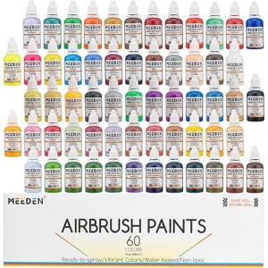 MEEDEN Acrylic Airbrush Paint for Model: 60 Colors x 30ml/1oz Air Brush Spray Paint Set Including Fluorescent and Metallic Colors - 1 of 1