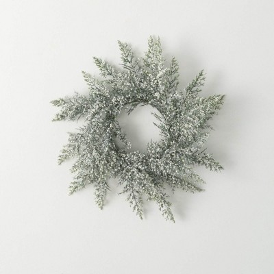 Sullivans Artificial Christmas White Bubble Cedar Accent Ring  Green  Indoor Christmas DÃƒÂ©cor