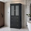 70.1" Modern High Freestanding Tall Bathroom Cabinet with 2 Adjustable Shelves, 3 Drawers, Soft Close Glass Doors - Leovsnove - 2 of 4