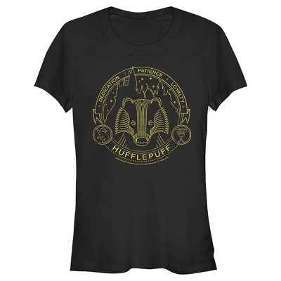 Juniors Womens Harry Potter Hufflepuff House Emblem T-shirt - Black - X ...
