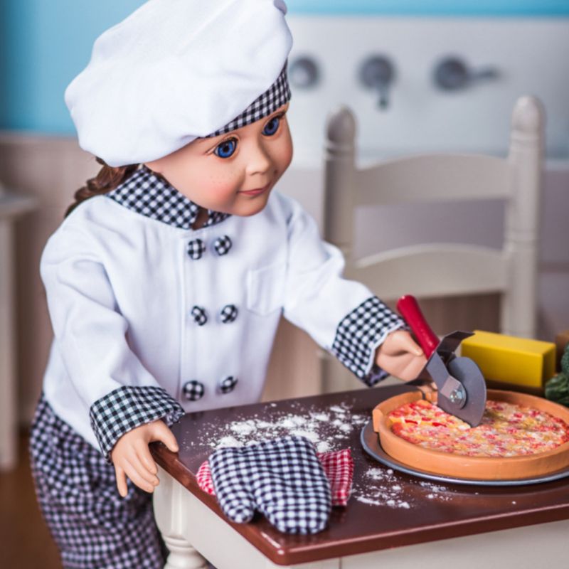 The Queen Treasures 18" Doll 20pc Pizza Set And Chefs Clothes Fits American Girl, 4 of 9