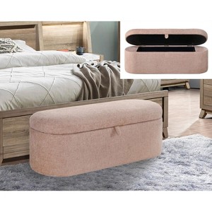 Kumasinova 46" Modern Storage Ottoman Bench with Hidden Compartment,Entryway Bench with Wooden Frame,End of Bed Storage Bench for Bedroom&Living Room - 1 of 4