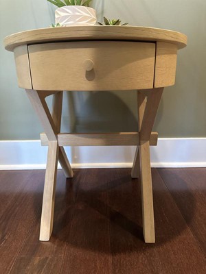 Wasatch Round Accent Table with Drawer Off sold White - Threshold™ designed with Stud