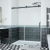 Whizmax Shower Door, Frameless Sliding Shower Door,Waterproof Glass Shower Door with Stainless Steel Handle,5/16" (8mm),Matte Black - 2 of 4