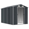 vidaXL Anthracite Garden Shed - Spacious Galvanized Steel Outdoor Storage Unit - 75.2"x118.1"x78" with Convenient Door Handles and Air Vents - 3 of 4