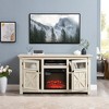 60" Modern Farmhouse TV Media Stand with 2 Doors Cabinet and 18" Electric Fireplace Insert, Large Barn-Style Entertainment Console for Living Room - 3 of 4