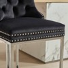 INFURNIC Counter and Bar Stools Velvet Upholstered Barstools with Button Back for Modern Kitchen, Black, 21.26"*18.11"*38.2" - 4 of 4