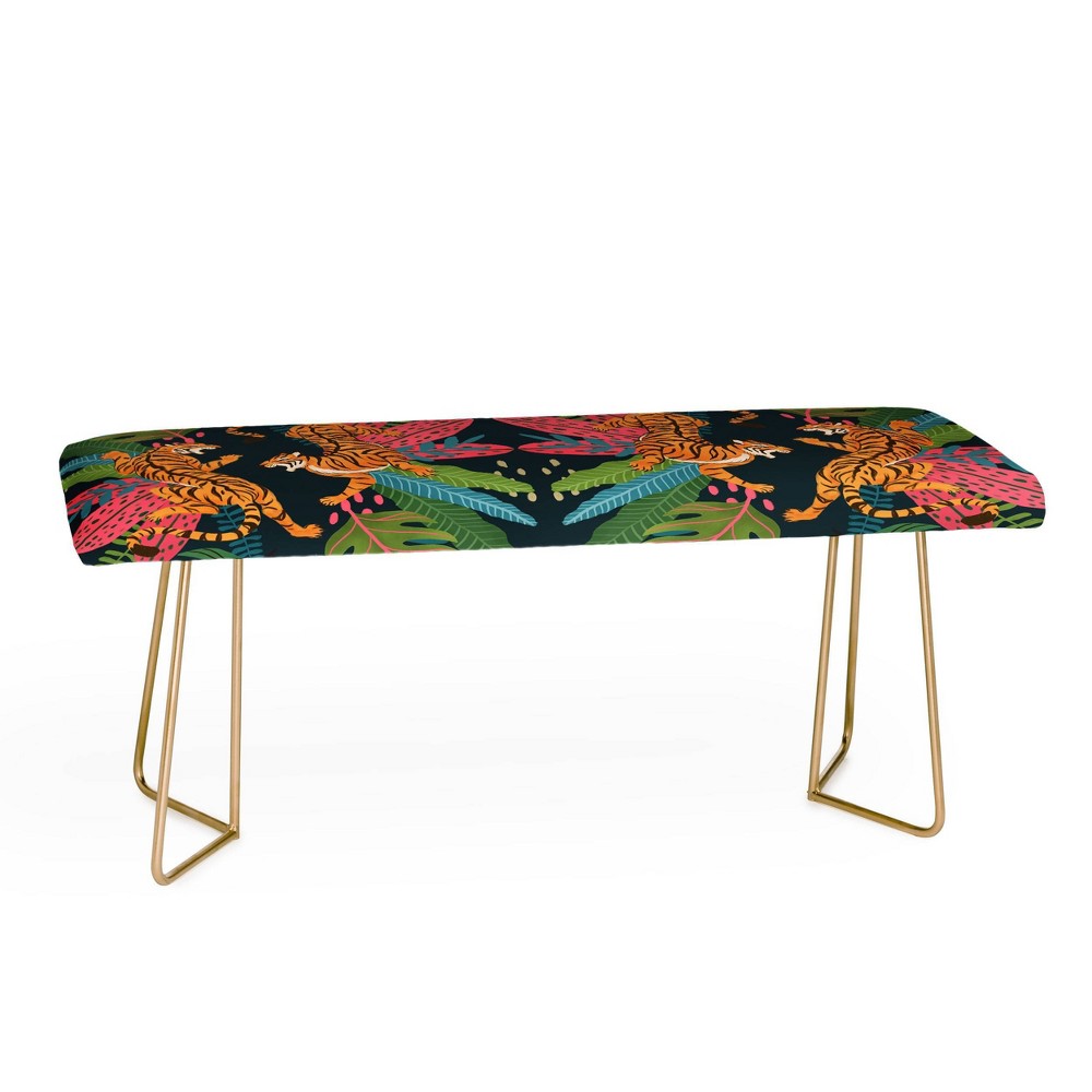 Photos - Chair Avenie Jungle Cats Bench Black/Gold - Deny Designs