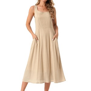 INSPIRE CHIC Women's Linen Summer Sleeveless Casual Loose Flowy Maxi Tank Beach Sundress - 1 of 4