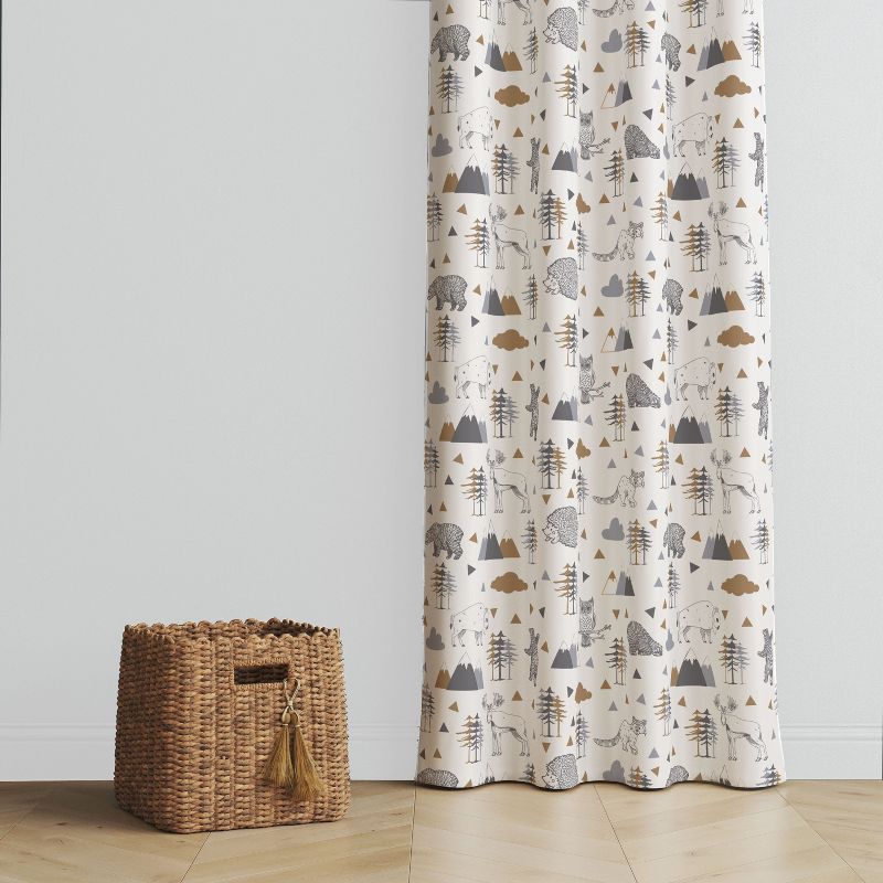 Bacati - Woodlands Animals Beige/Grey Curtain Panel, 3 of 5