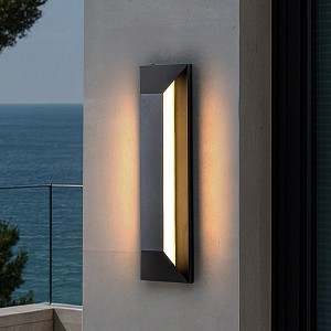 ALOADECOR H22" Large Dusk to Dawn Modern Outdoor Wall Light 24W Integrated LED Exterior Wall Sconce with Black for Garage Entryway - 1 of 4