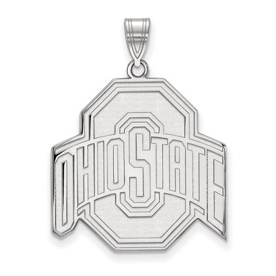 Black Bow Jewelry 14k White Gold Ohio State Buckeyes NCAA Extra Large Pendant