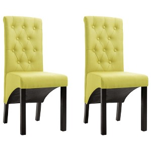 CLIHOME Modern style dining chair, solid wood leg soft cushion fabric kitchen chair(Set of 2) - 1 of 4