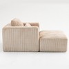 QingMoon Deep-Seat Compressed Sofa, Modular Boneless Couch, Corduroy Lounge Chair with Ottoman and Wide Arms for Living Room, Apartment - 3 of 4