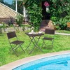 Tangkula 3PCS Patio Bistro Set Folding Wicker Chairs & Table Outdoor Patio Furniture Set - 2 of 4