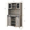 Farmhouse Coffee Bar Cabinet - Sliding Barn Door, 70 Inch Tall Buffet Cabinet with Shelves, Liquor Cabinet with Wine and Glasses Rack, for Kitchen, - 2 of 4