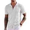 COOFANDY Men's Knit Shirts Short Sleeve Button Down Polo Shirt Fashion Casual Summer Beach Shirts - 3 of 3