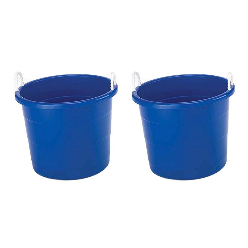 Homz 17-Gallon Plastic Multipurpose Utility Storage Bucket Tub with Strong Rope Handles for Indoor and Outdoor Use, Blue (4 Pack), 2 of 7