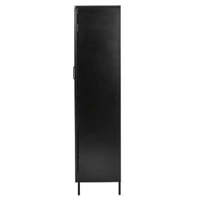 Solstice Tall Black Metal Accent Cabinet with Adjustable Shelves