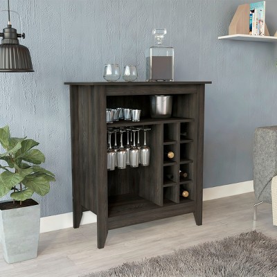 FURNIinspire Wine Racks Bar Cabinet, Wine Cabinet, Sideboard Kitchen Cupboards With Open Shelf, Wine Rack, Brown, 17.7"*32.5"*37.07"