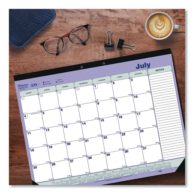 2022-2023 Blueline 21.25" x 16" Academic Monthly Desk Pad Calendar White/Blue/Green (REDCA181731), 4 of 5