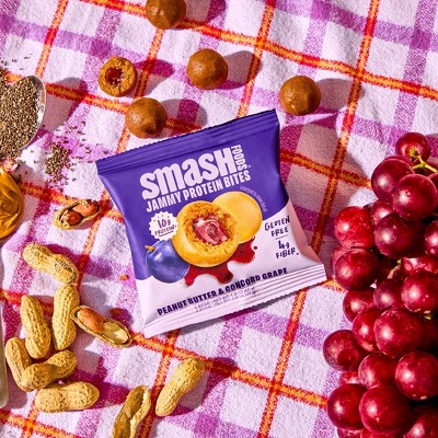 Smash Foods Gluten Free Peanut Butter & Concord Grape Jam Snack Bites Protein Bites - 10g Protein - 7.1oz/4pk
