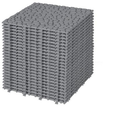 Dolonm 12"x12" Gray Interlocking Plastic Deck Tiles – Pebble Pattern, Waterproof & Anti-Slip for Patio, Balcony, Pool