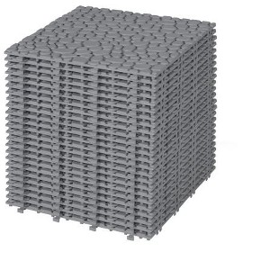 Dolonm 12"x12" Gray Interlocking Plastic Deck Tiles – Pebble Pattern, Waterproof & Anti-Slip for Patio, Balcony, Pool - 1 of 4