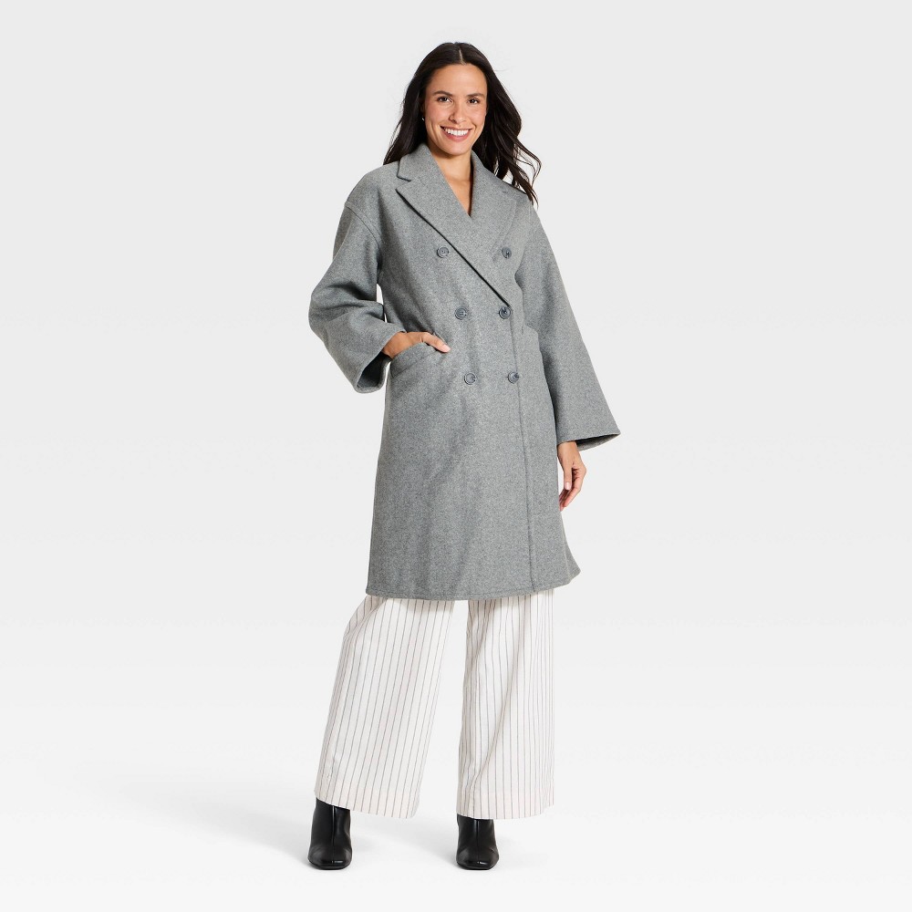 Women's Faux Wool Trench Coat - A New Day™ Gray S