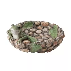 4.75" Tabletop Polyresin Birdbath Happy Frog - Evergreen