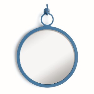 Plum & Post 19.5"L x 0.75"H x 16"W Eliana Blue Framed Round Decorative Wall Mirror - 1 of 4