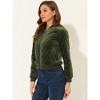 INSPIRE CHIC Women's Zip Up Long Sleeve Velvet Surface Diamond Quilted Bomber Jackets - 3 of 4