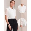 INSPIRE CHIC Women's Sheer Short Sleeve Point Collar Work Button Down Shirt - 2 of 4